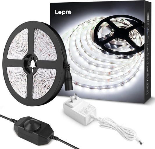 Lepro テープライト ledテープ 10m 昼光色 6000k 無段階調光 ストリップライト 薄型 両面テープ 切断可能 SMD2835 600LED高輝度 正面発光 間接照明 24W 非防水 室内・店内装飾 ledライト