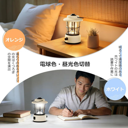 Lepro ランタン USB充電式 レトロ LEDランタン おしゃれ キャンプランタン アンティーク風 ソロキャンプ【高輝度/昼光色・電球色・昼白色切替/無段階調光】クラシカル らんたん アウトドア キャンプ 登山 夜釣り 防災 停電 緊急 非常用 ホワイト [330047-WH]