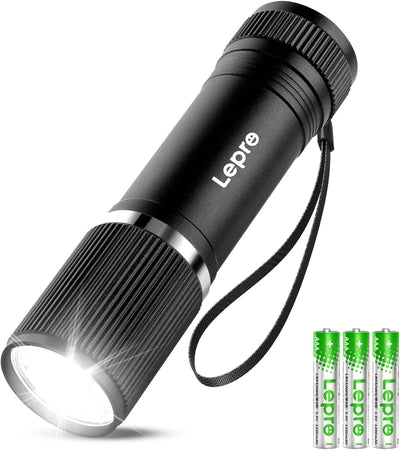 Lepro LED 懐中電灯 小型 【オン・オフシンプル操作/明るさ150ルーメン/単四電池式/防水/アルミ合金製/高耐久】 携帯便利 作業 防災 ライト ハンディライト 3本単四電池対応 電池付属 家庭用 防犯 アウトドア キャンプ 防災 非常用[120031]