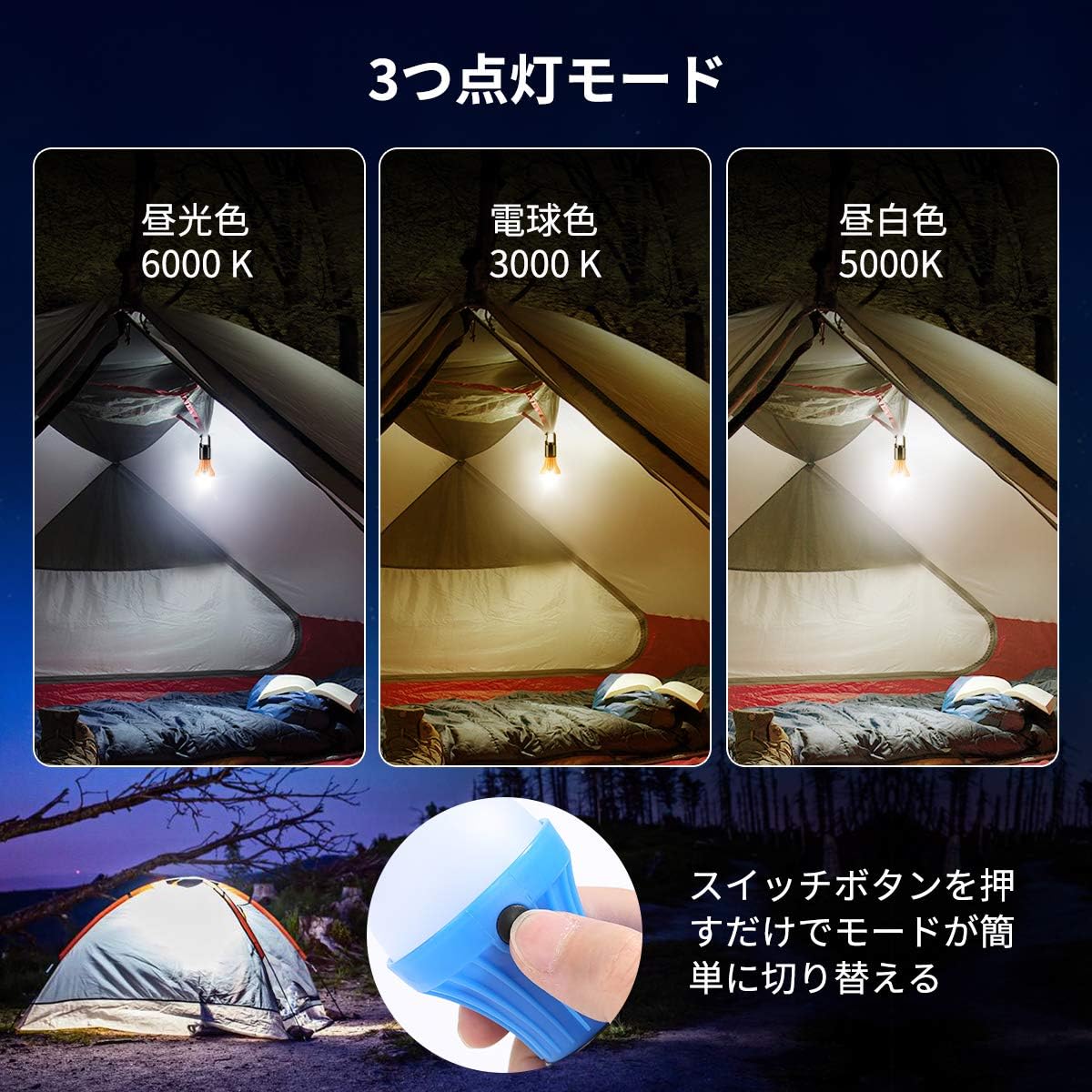 Lepro LED ランタン キャンプライト 高輝度 電球型 4個セット ソロキャンプ 【昼光色・電球色・昼白色切替/実用点灯10時間/電池12本付属】 クリップフック付 吊り下げ使用可能 ポータブル 小型 キャンプ ランプ アウトドア 登山 夜釣り 防災 停電 緊急 非常用 ledランタン お花見 夜桜 観桜 [PR330030-4]