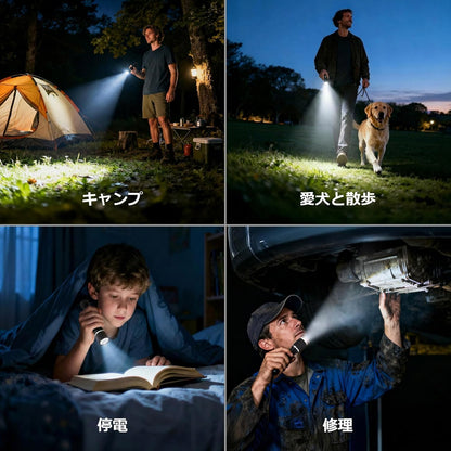 Lepro LED 懐中電灯 小型 2個入り【高輝度/明るさ300ルーメン/3段階調光/単三電池式/防水/アルミ合金製/高耐久】 携帯便利 作業 防災 ライト ハンディライト 2本単三電池対応 電池付属 家庭用 防犯 アウトドア キャンプ 防災 非常用[120032-2]