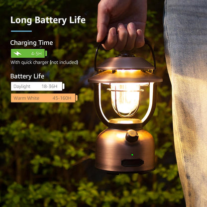 Lepro ランタン Type-C USB充電式 15000mAh レトロ LEDランタン おしゃれ キャンプランタン アンティーク風 ソロキャンプ【連続点灯336時間/超高輝度1000ルーメン/暖色と白色切替/無段階調光/モバイルバッテリー機能/電池残量インジケータ付き】クラシカル らんたん アウトドア キャンプ 登山 夜釣り 防災 停電 緊急 非常用