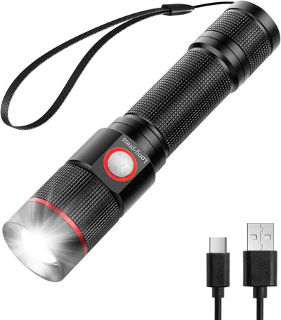 Lepro LED懐中電灯 USB充電式 フラッシュライト ハンディライト 【高輝度/ズーム式/5つ点灯モード/防滴】 防災 停電対策 緊急用 新型 軽量 キャンプ 登山 夜釣り [PR120030]