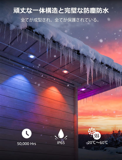 Lepro EE1 AI ストリングライト LED イルミネーション スポットライト 防水 60灯 30m RGB DIY 常設型 IP65 家の外壁・軒下・フェンス・庭・クリスマス飾り APP操作 室内 虹色 各ライト20lm 流れるテープ Alexa&Google Home音声操作可能 WIFI&Bluetooth接続 リモコンなし/2.4GHz WiFi接続 「Leproアプリ登録要」