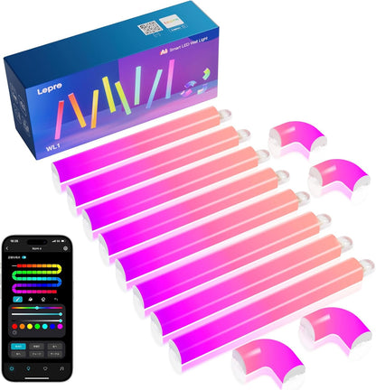 【Works with Alexa】Lepro AI バーライト WL1 スマート LED ブラケットライト AI照明デザイナー クリスマス 虹色 流れる 1600万色 ゲーミング 間接照明 映画 おしゃれ 壁ライト DIY WI-FI Bluetooth 音楽同期 Alexa対応 Echo Google Home ゲーム部屋 雰囲気 イルミネーション ウォールライト