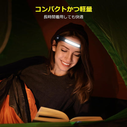Lepro ヘッドライト 充電式 led ヘッドランプ センサー付き COB&XPE光源 ledヘッドライト 230°広角照明 防水 釣り ライト 登山 【350lm高輝度/実用点灯4-9時間/IP44防塵防水/XPE角度調整可/超軽量/集光・散光切替/4つ点灯モード/USB-Cケーブル付き】ヘルメット ライト 明るい 停電対応 防災用 散歩 作業（2個入り）