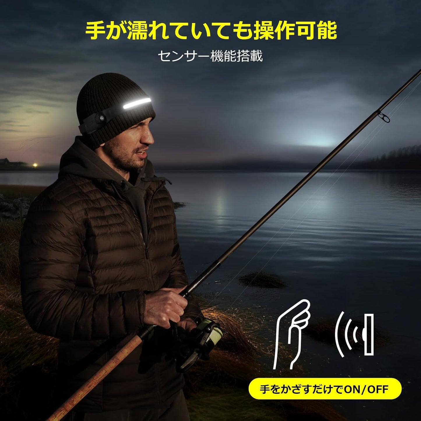 Lepro ヘッドライト 充電式 led ヘッドランプ センサー付き COB&XPE光源 ledヘッドライト 230°広角照明 防水 釣り ライト 登山 【350lm高輝度/実用点灯4-9時間/IP44防塵防水/XPE角度調整可/超軽量/集光・散光切替/4つ点灯モード/USB-Cケーブル付き】ヘルメット ライト 明るい 停電対応 防災用 散歩 作業（2個入り）