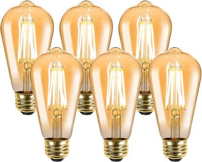 【E26】Lepro led電球 e26 エジソン電球 40W形 6個入り 4W 電球色 2700K 全方向タイプ エジソンバルブ エジソンランプ ST64 琥珀色 470lm フィラメント 電球 レトロ 調光器非対応 アンティーク おしゃれ 省エネ PSE認証済み シーリング ペンダント スタンド ブラケット適用 間接照明 装飾