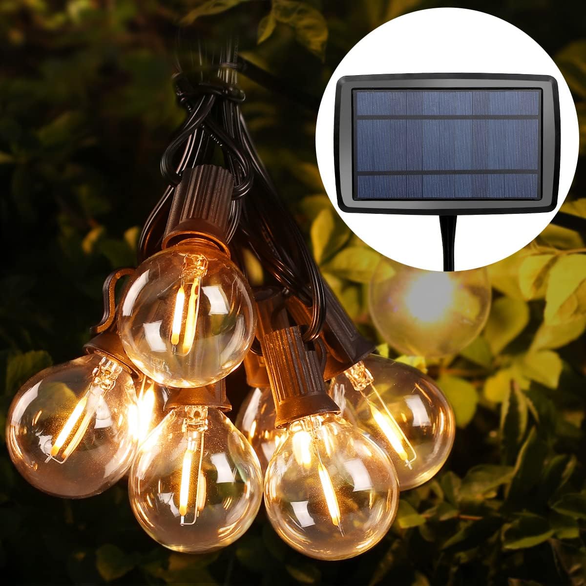 Lepro ソーラー LEDストリングライト 防雨 USB充電式 25ft 25球 G40