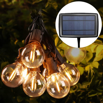 Lepro ソーラー LEDストリングライト 防雨 USB充電式 25ft 25球 G40 屋内/屋外 エジソン風 カフェ 庭 ガーデン ウェディング用 誕生日 パーティー電飾 祭り 商店街
