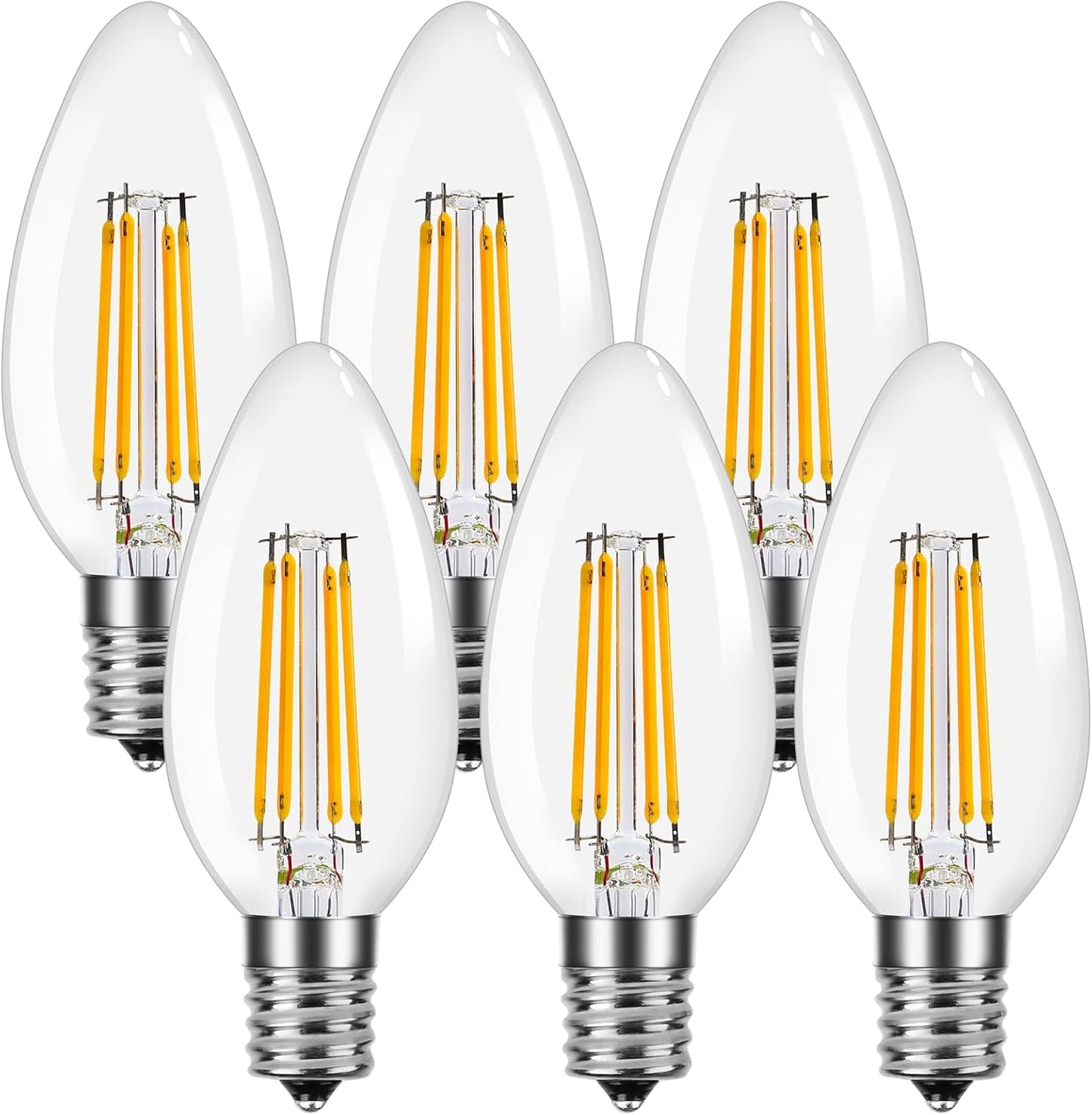 【E17】Lepro LED電球 E17 全方向 40W形相当 電球色 シャンデリア電球 6個パック 非調光型 口金直径17mm C35 フィラメント 高演色性 クリアタイプ 密閉器具対応 4W 省エネ シャンデリア風 蝋燭型 レトロ キャンドル led照明 日本PSE認証済