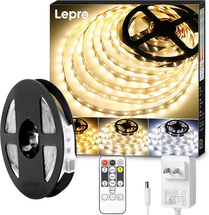 Lepro LED テープライト 10m ledテープ 電球色・昼光色・昼白色 調光調色 明るさ調整 間接照明 リモコン付き イルミネーションライト 3pin 2835SMD 取付簡単 非防水 店舗 室内 ホーム装飾用 DIY ledテープライト