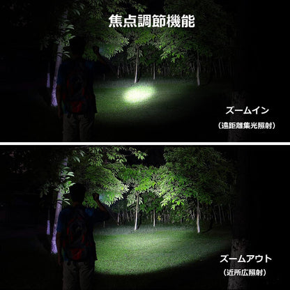 Lepro LED懐中電灯 フラッシュライト ハンディライト 強力 軍用 【LE2050/高輝度/18650と単四電池対応/ズーム式/5種類点灯モード/防滴/クリップ付き】電池式 防災 停電対策 緊急用 新型 軽量 キャンプ 登山 夜釣り (2個パック) [PR120028-JP-2]