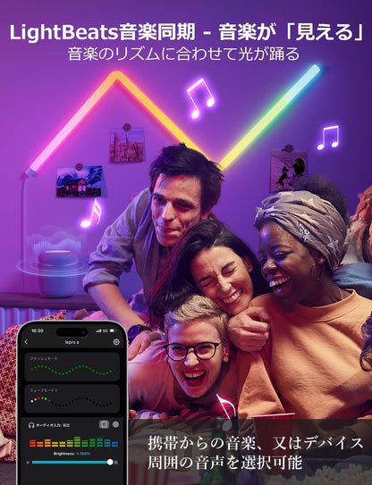 【Works with Alexa】Lepro AI バーライト WL1 スマート LED ブラケットライト AI照明デザイナー クリスマス 虹色 流れる 1600万色 ゲーミング 間接照明 映画 おしゃれ 壁ライト DIY WI-FI Bluetooth 音楽同期 Alexa対応 Echo Google Home ゲーム部屋 雰囲気 イルミネーション ウォールライト