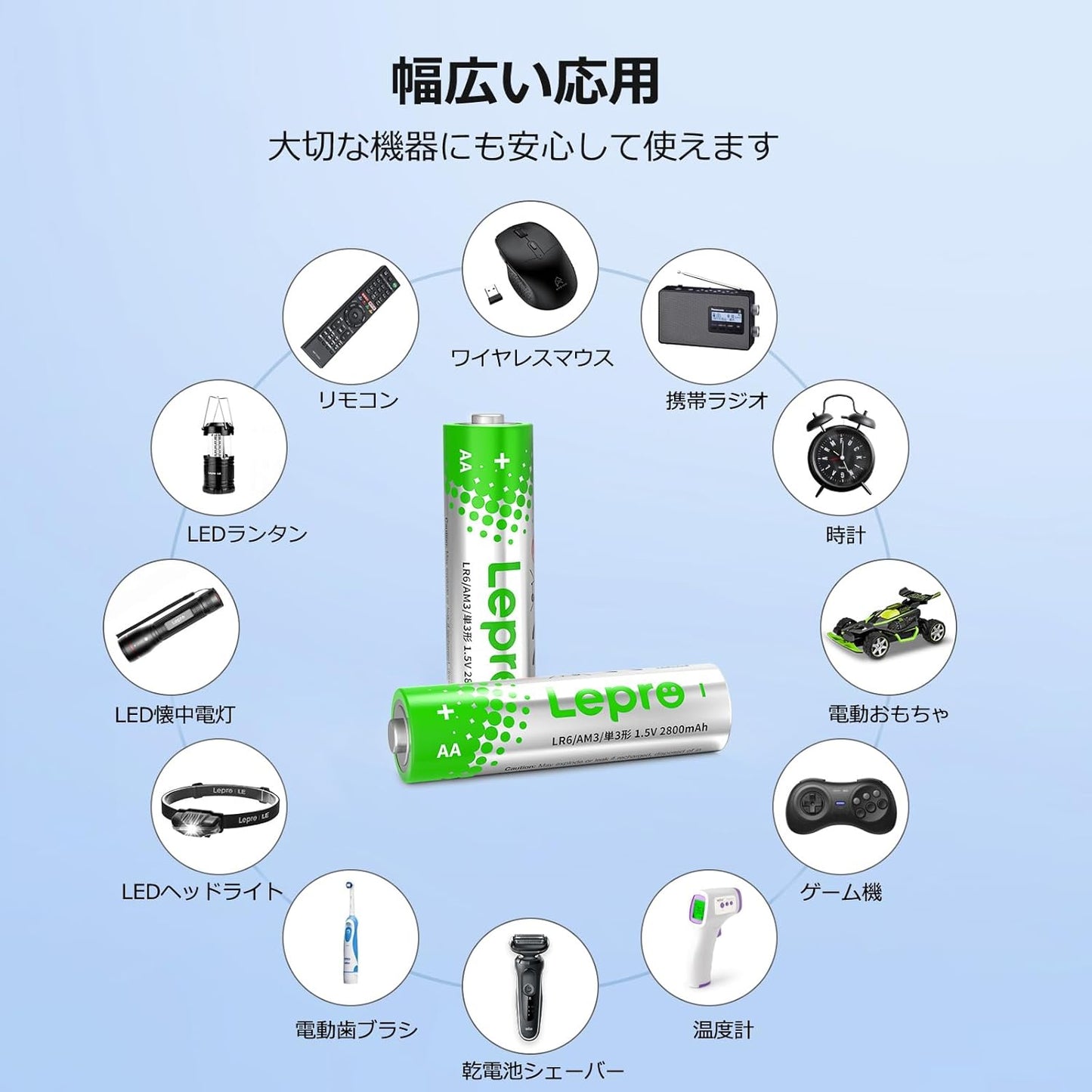 Lepro 単3形 アルカリ乾電池 24本セット ハイパワー 1.5V 2800mAh大容量 液漏れ防止 耐久 長持ち 長期間保存可能 乾電池式モバイルバッテリー おもちゃ 電池式ランタン 懐中電灯 時計 リモコン 携帯ラジオ 防災用 LR6 [PR130002-24]