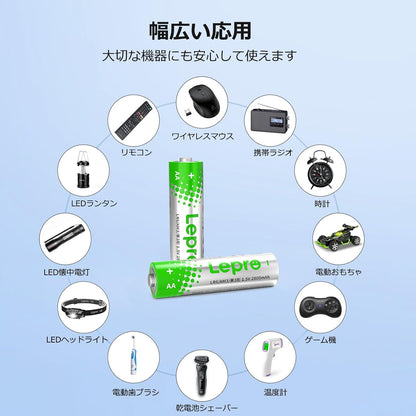 Lepro アルカリ乾電池 48本セット（単3形24本＋単4形24本） ハイパワー 1.5V 2800mAh大容量 液漏れ防止 耐久 長持ち 長期間保存可能 乾電池式モバイルバッテリー おもちゃ 電池式ランタン 懐中電灯 時計 リモコン 携帯ラジオ 防災用 [PR130003-48]