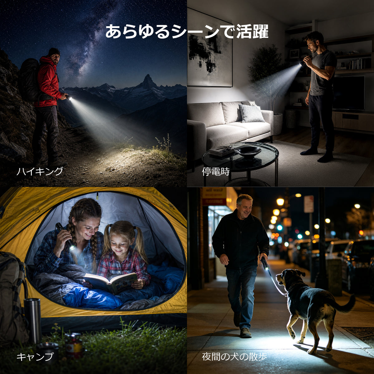 Lepro LED 懐中電灯 強力 500ルーメン Type-C充電式 18時間連続点灯 5つの点灯モード メモリ機能 IPX4防水 ズーム式 充電池内蔵 超軽量 70-150°広角照射 アルミ合金製 小型 フラッシュライト 防災 地震対策 夜間散歩 キャンプ 登山 作業用 ハンディライト[120037]