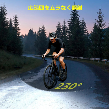 Lepro ヘッドライト 充電式 led ヘッドランプ センサー付き COB&XPE光源 ledヘッドライト 230°広角照明 防水 釣り ライト 登山 【350lm高輝度/実用点灯4-9時間/IP44防塵防水/XPE角度調整可/超軽量/集光・散光切替/4つ点灯モード/USB-Cケーブル付き】ヘルメット ライト 明るい 停電対応 防災用 散歩 作業（2個入り）