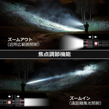 Lepro LED懐中電灯 USB充電式 フラッシュライト ハンディライト 【高輝度/ズーム式/5つ点灯モード/防滴】 防災 停電対策 緊急用 新型 軽量 キャンプ 登山 夜釣り [PR120030]