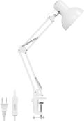 Lepro アームライト デスクライト led クランプ 卓上 電気スタンド E26口金 電球別売り【led電球/スマート電球/植物育成用ライト対応/ランプ交換可能/目に優しい/おしゃれ/電源コード160cm】 スイング アームスタンド スタンドライト 高輝度 勉強 仕事 作業 集中しやい (ホワイト)[PR3100027-JP-a]