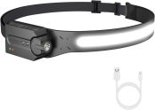 Lepro ヘッドライト 充電式 ヘッドランプ led センサー付き COB&XPE光源 登山 230°広角照明 防水 釣り ライト【350lm高輝度/XPE角度調整可/実用点灯4-10時間/IP44防塵防水/超軽量/広角・スポット切替/4つ点灯モード/USB-Cケーブル付き】ヘルメット ライト 明るい ヘッド・ライト 停電対応 防災用 散歩 作業（1個入り） [PR320019]