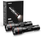 Lepro LED懐中電灯 フラッシュライト ハンディライト 強力 軍用 【LE2050/高輝度/18650と単四電池対応/ズーム式/5種類点灯モード/防滴/クリップ付き】電池式 防災 停電対策 緊急用 新型 軽量 キャンプ 登山 夜釣り (2個パック) [PR120028-JP-2]