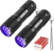 Lepro ブラックライト uvライト 紫外線ライト led UVライト レジン用 硬化ライト 紫外線 ライト IPX4防水 アルミ製 高耐久 ハンディ ブラック ライト uvレジン 懐中電灯 単4形電池付属 ペットのオシッコ汚れ対策に 62g超軽量 uvライト 釣り 2個セット (ブラック） [1100007-2]