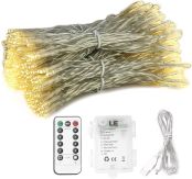 Lighting EVER イルミネーションライト led カーテンライト 3mx3m フェアリーライト リモコン付き ストリングライト 電球色 usb式 電池式 タイム設定/8種点灯モード/明るさ無段階調整 防水防雨 屋内 屋外 寝室 キャンプ 庭 装飾ライト 結婚式 ウエディング パーティー 誕生日 イベント 電飾 ジュエリーライト[4300024-WW]