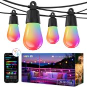 Lepro AI イルミネーション ライト ZB1 屋外 電球色 RGB 虹色 led ストリングライト 30球 30.3m ガーデン 音楽 スマートライト コンセント 調光調色 フェアリーライト 電飾 IP65防水 屋内 飾り付け クリスマス 結婚式 庭 キャンプ パーティー 装飾 DIY アレクサ&Google Home対応/WIFI&BlueTooth接続 Leproアプリ登録要[ZB1-30-JP]